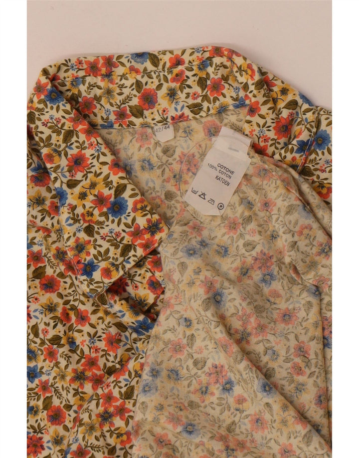 Chemise Femme Vintage IT 42/44 Grand Coton Floral Multicolore
