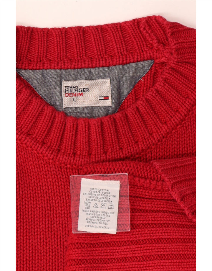 TOMMY HILFIGER Pull graphique à col rond pour homme, grand rouge classique