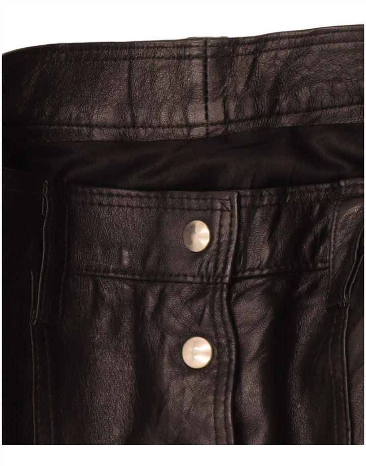 vintage Femme Mini Jupe En Cuir W26 Petit Noir