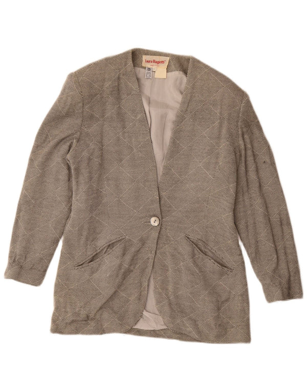 Laura Biagiotti Veste Blazer 1 Bouton Femme IT 46 Large Gris Rayé