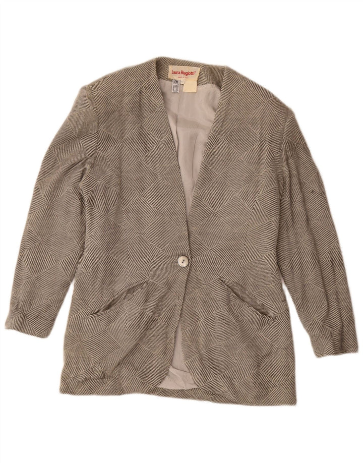 Laura Biagiotti Veste Blazer 1 Bouton Femme IT 46 Large Gris Rayé
