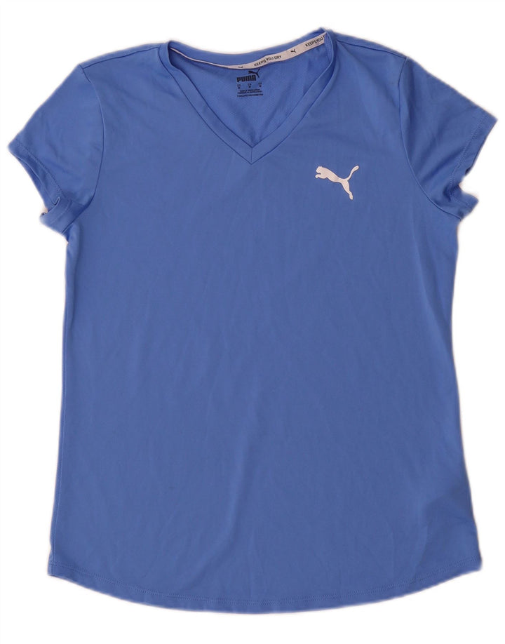 Puma T-Shirt Femme UK 12 Bleu Moyen Polyester