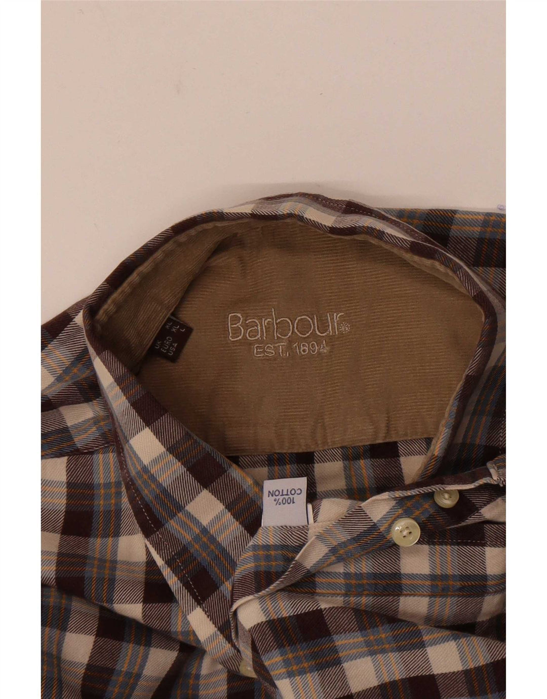 Barbour Chemise en flanelle pour hommes Grand coton à carreaux marron