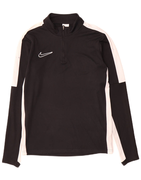 Nike Dri Fit Haut à col zippé à manches longues pour homme Taille S Noir Colorblock