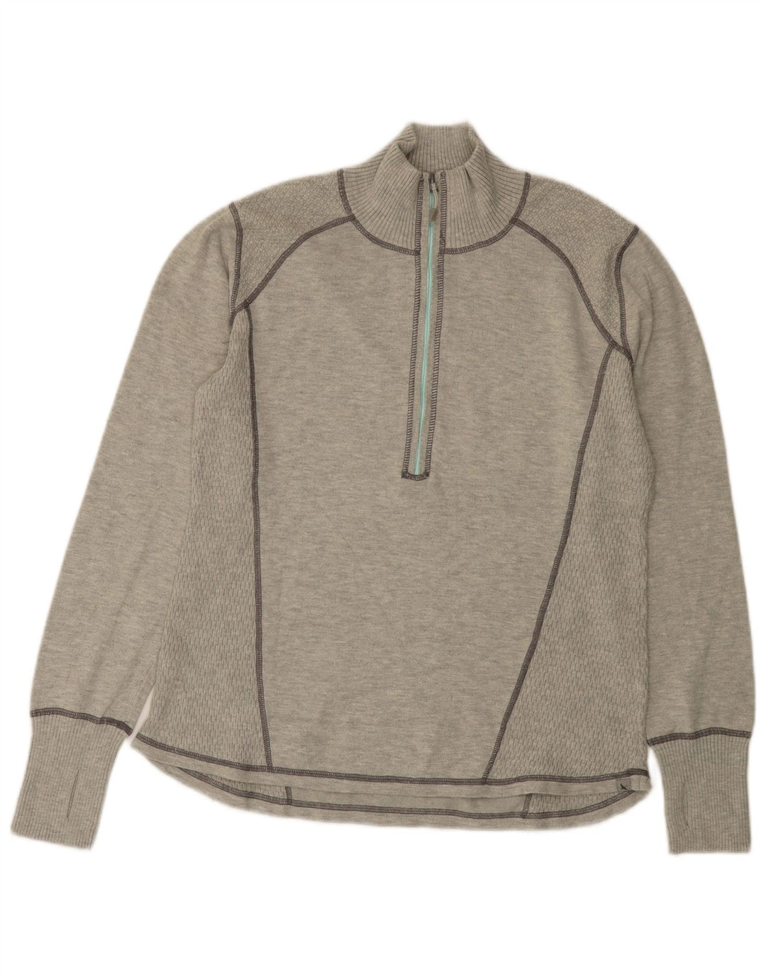 EDDIE BAUER Pull col zippé pour femme UK 18 XL Gris Polyester
