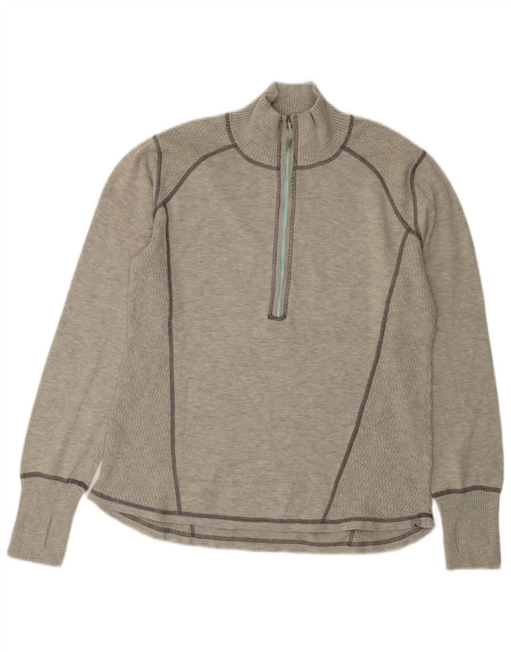 EDDIE BAUER Pull col zippé pour femme UK 18 XL Gris Polyester
