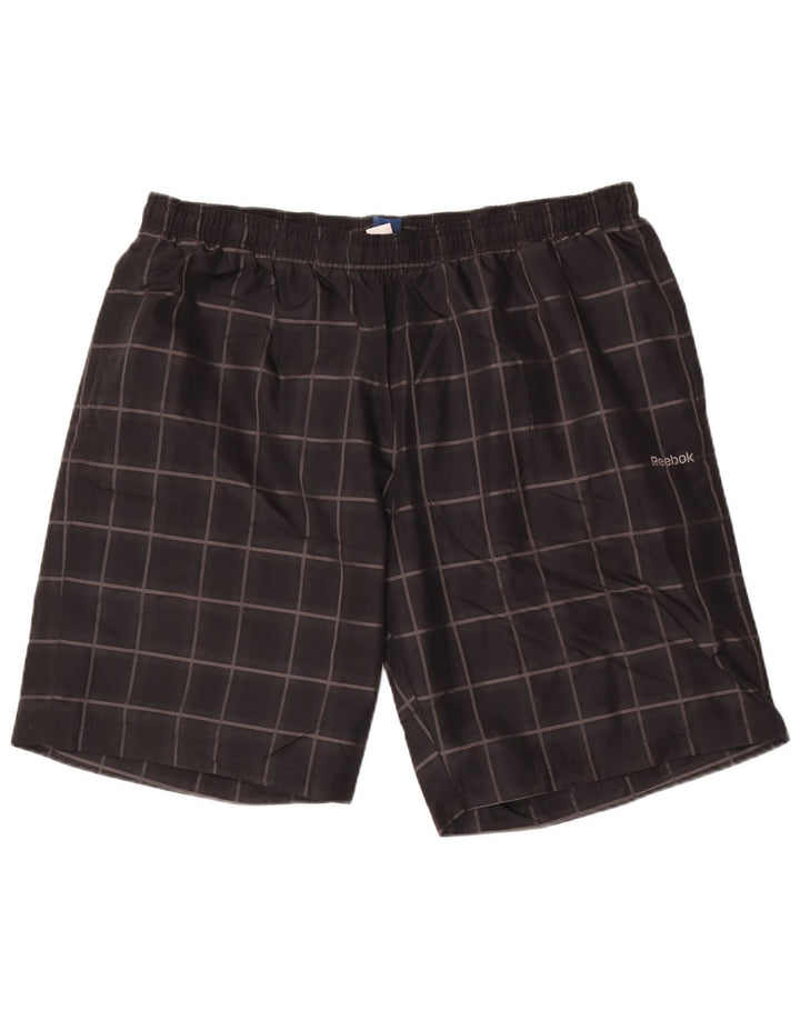 Reebok Short de Sport Homme XL Noir Check Polyester