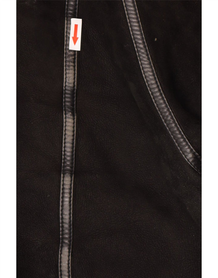 veste en peau de mouton homme vintage IT 50 Grande peau de mouton noire