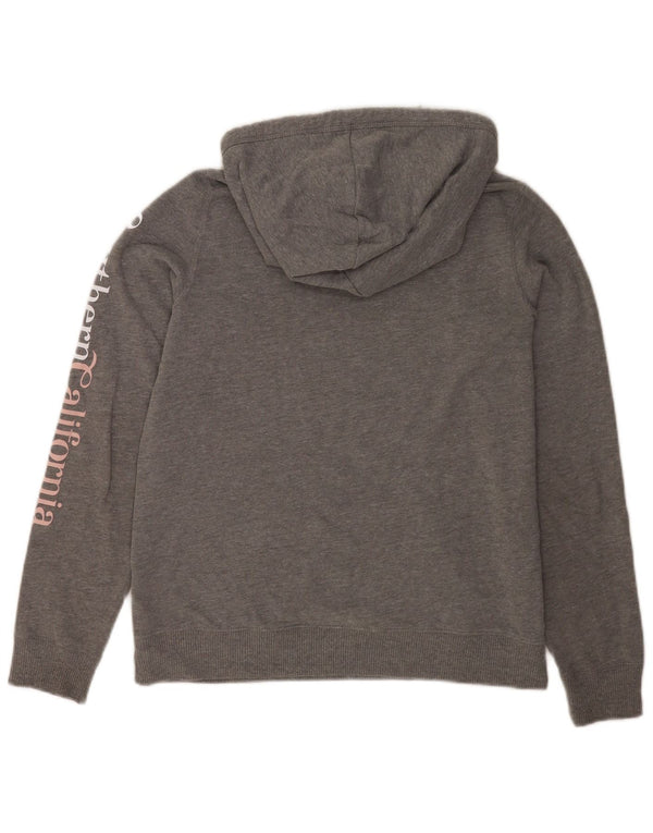 Hollister Pull à capuche graphique coupe décontractée pour femme UK 10 petit coton gris