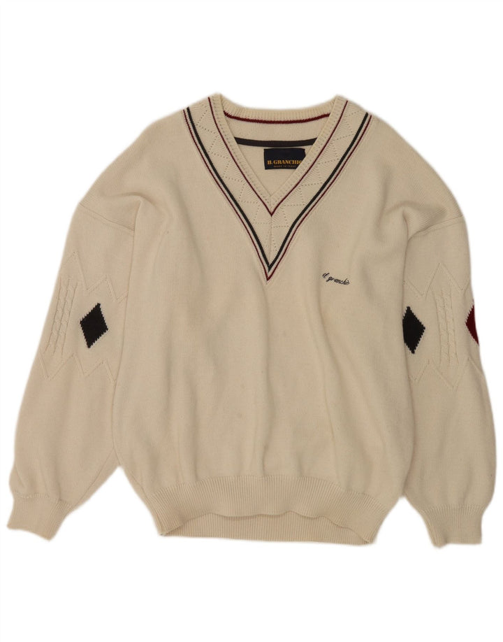 Il Granchio Pull Col V Homme Grand Blanc Argyle/Diamant