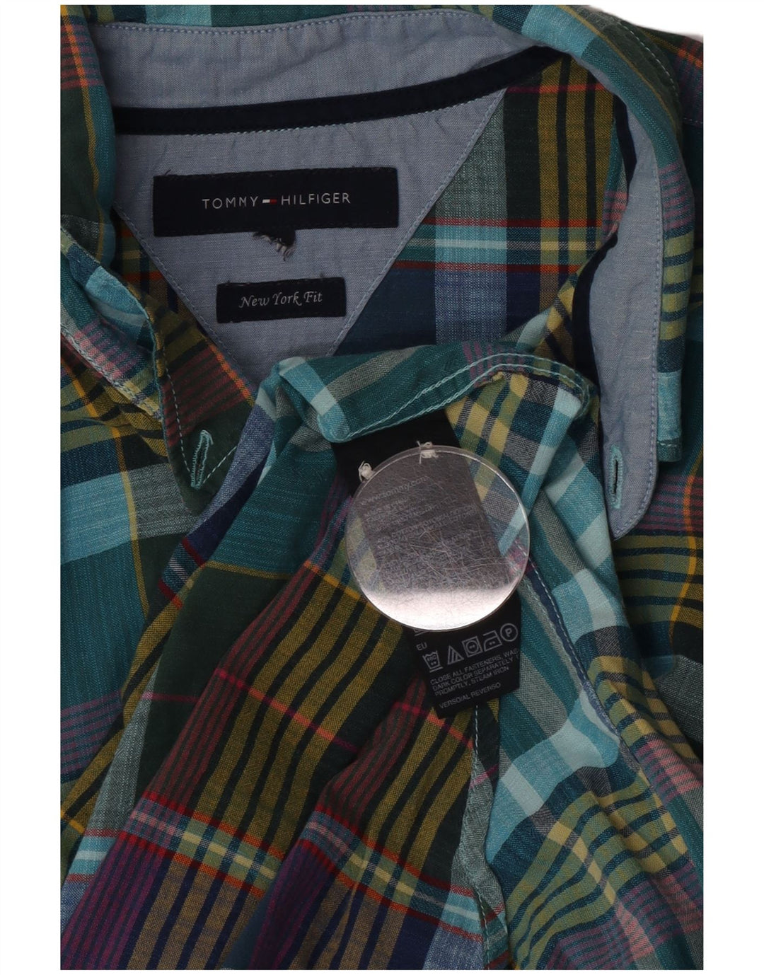 Tommy Hilfiger Chemise Homme XL Turquoise Check Coton