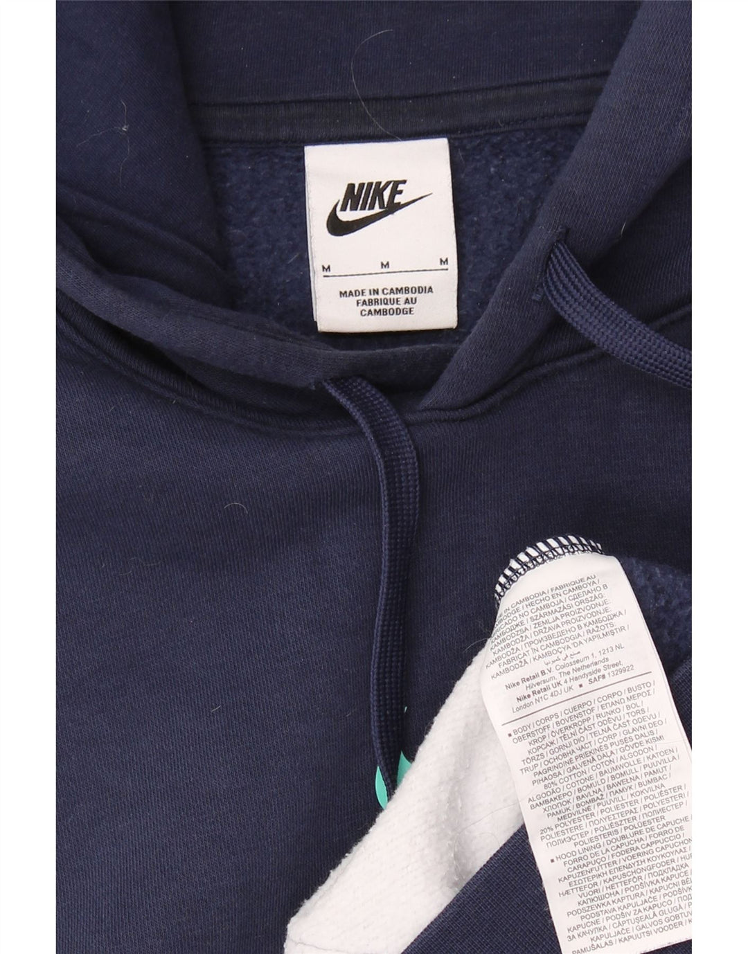 NIKE Pull à capuche graphique pour homme en coton color block bleu marine moyen