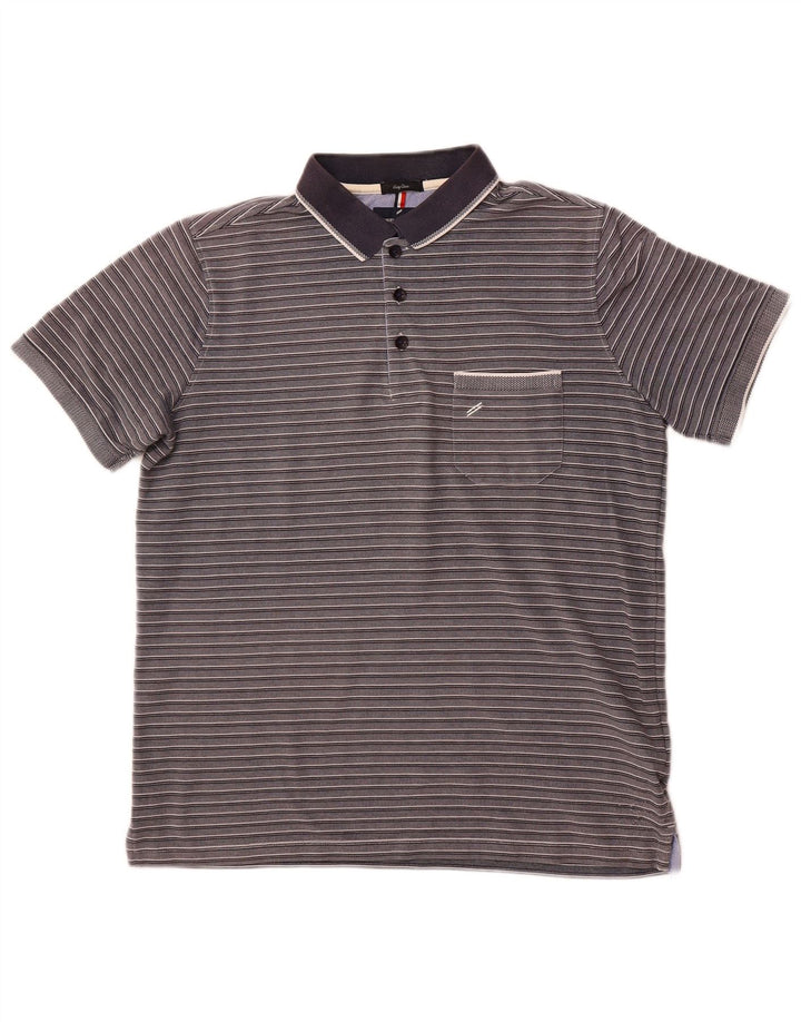 DANIEL HECHTER Polo Homme Facile d'Entretien Grand Coton Rayé Gris