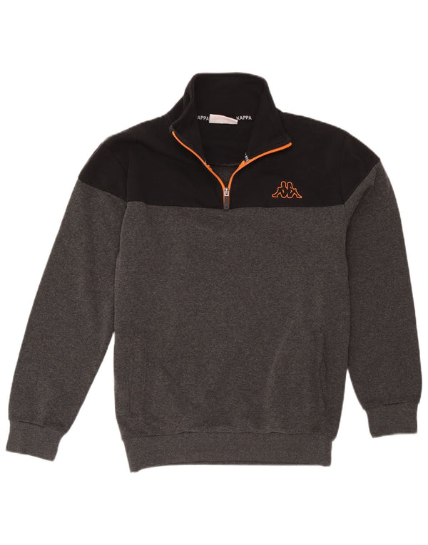 Kappa Pull polaire à col zippé pour homme, en polyester color block, grand gris