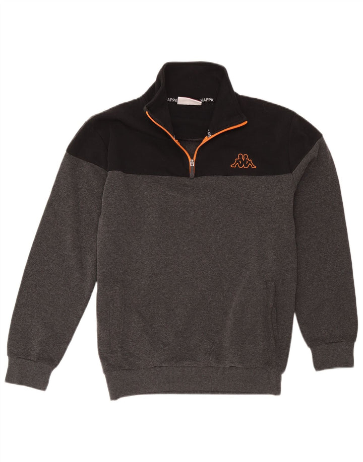 Kappa Pull polaire à col zippé pour homme, en polyester color block, grand gris