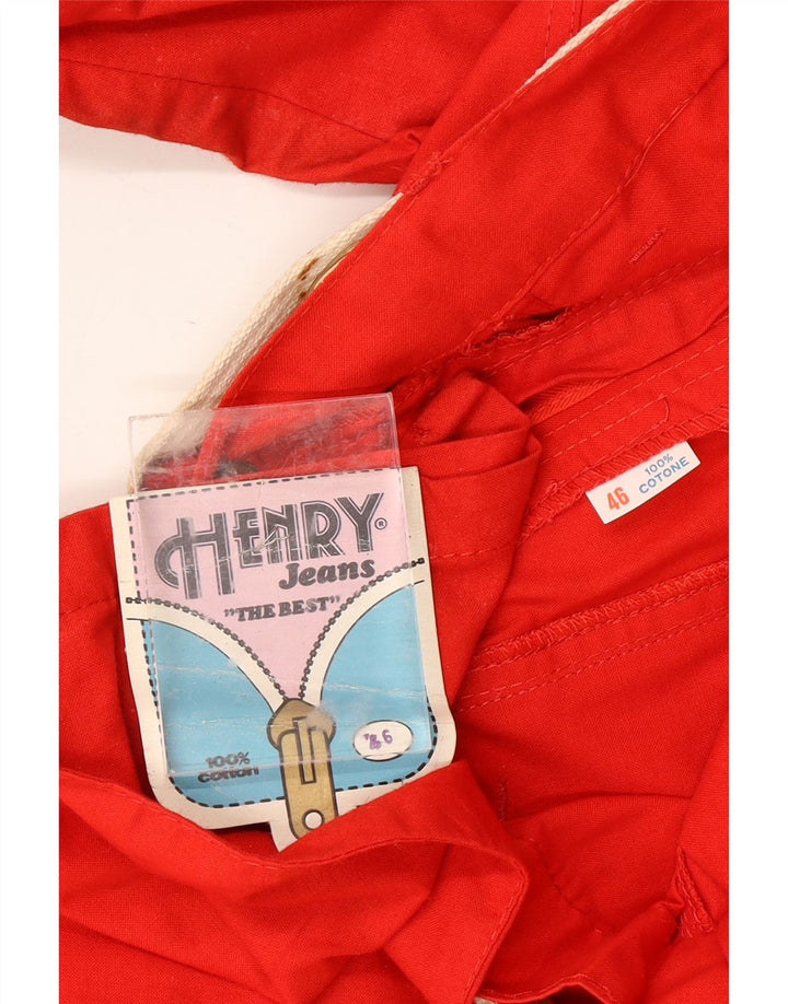 VINTAGE Pantalon cargo taille haute femme IT 46 Large W28 L31 Coton rouge