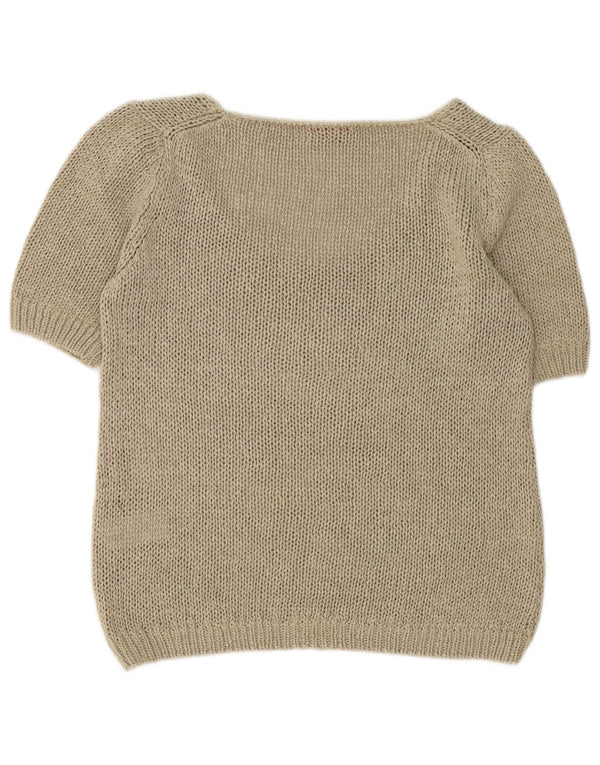 Hugo Boss Pull à manches courtes et col bateau pour femme UK 14 Large Kaki