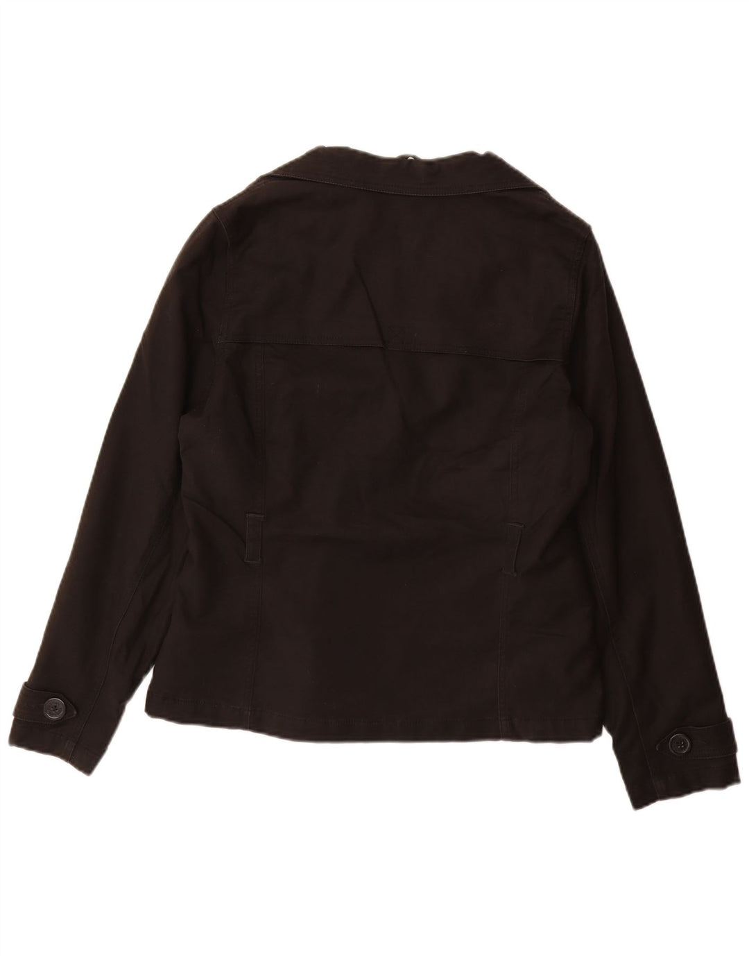 EDDIE BAUER Veste blazer à 3 boutons pour femme UK 14 en coton noir moyen