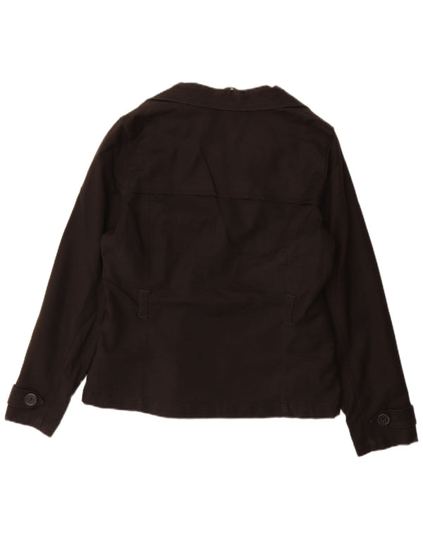 EDDIE BAUER Veste blazer à 3 boutons pour femme UK 14 en coton noir moyen