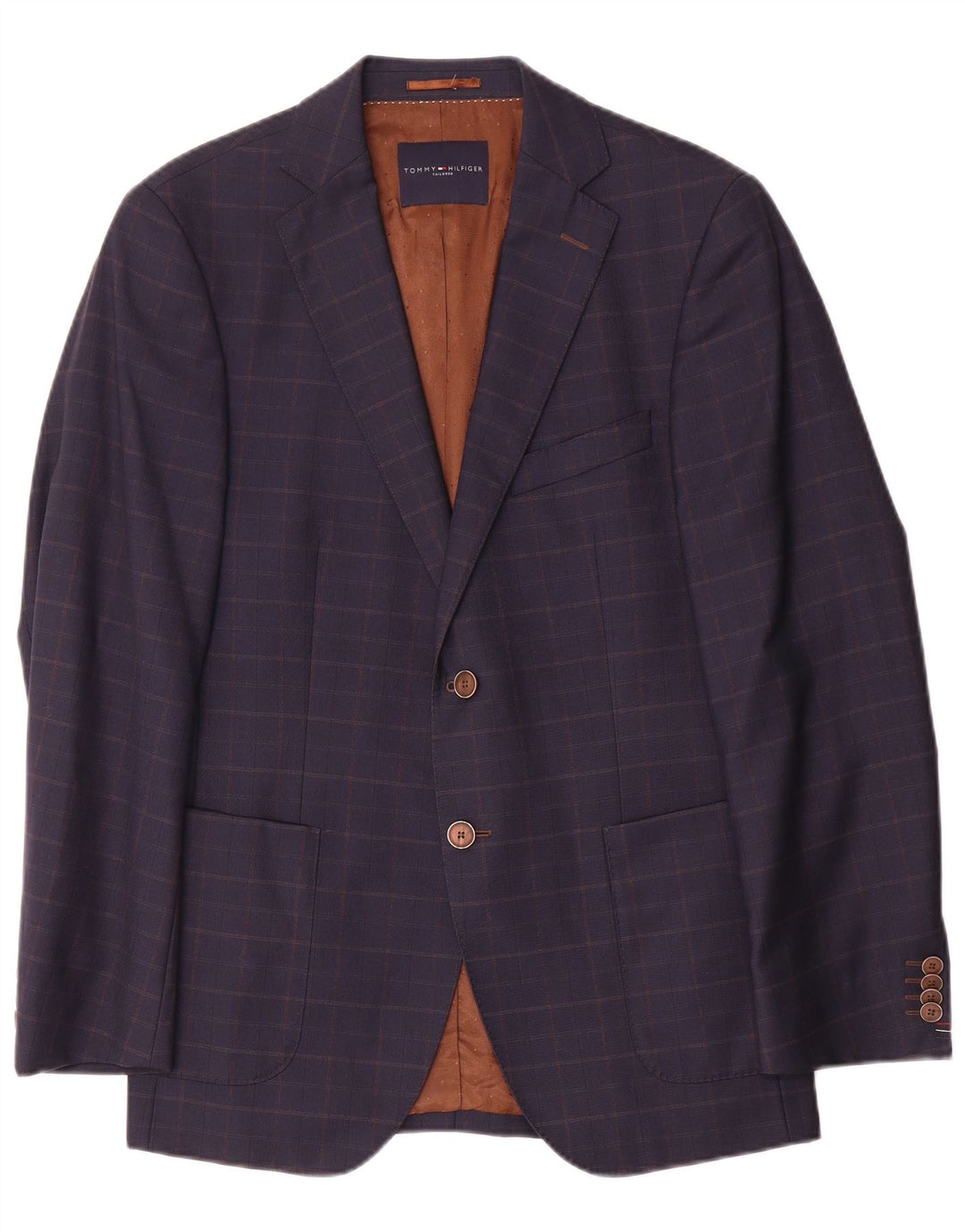 Tommy Hilfiger Veste blazer sur mesure pour homme IT 46 Petit carreaux bleu marine