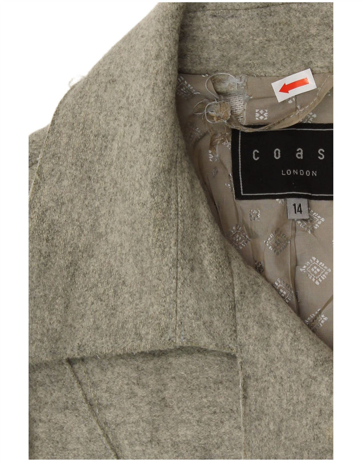 Coast Manteau Double Boutonnage Femme UK 14 Grande Laine Vierge Grise