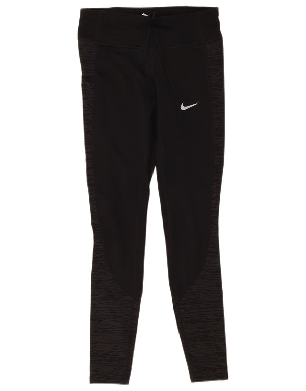 Pantalon de survêtement Nike Dri Fit pour femme UK 6 XS Noir Colorblock Polyester