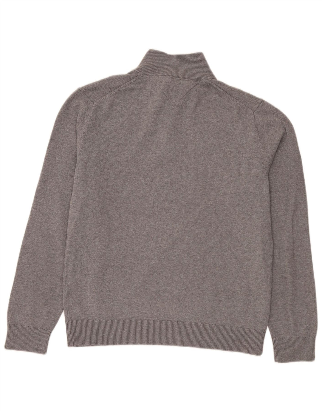 Tommy Hilfiger Pull à col zippé pour homme Large Gris Coton