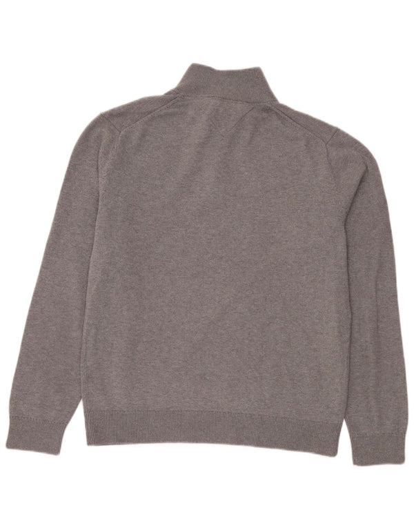 Tommy Hilfiger Pull à col zippé pour homme Large Gris Coton