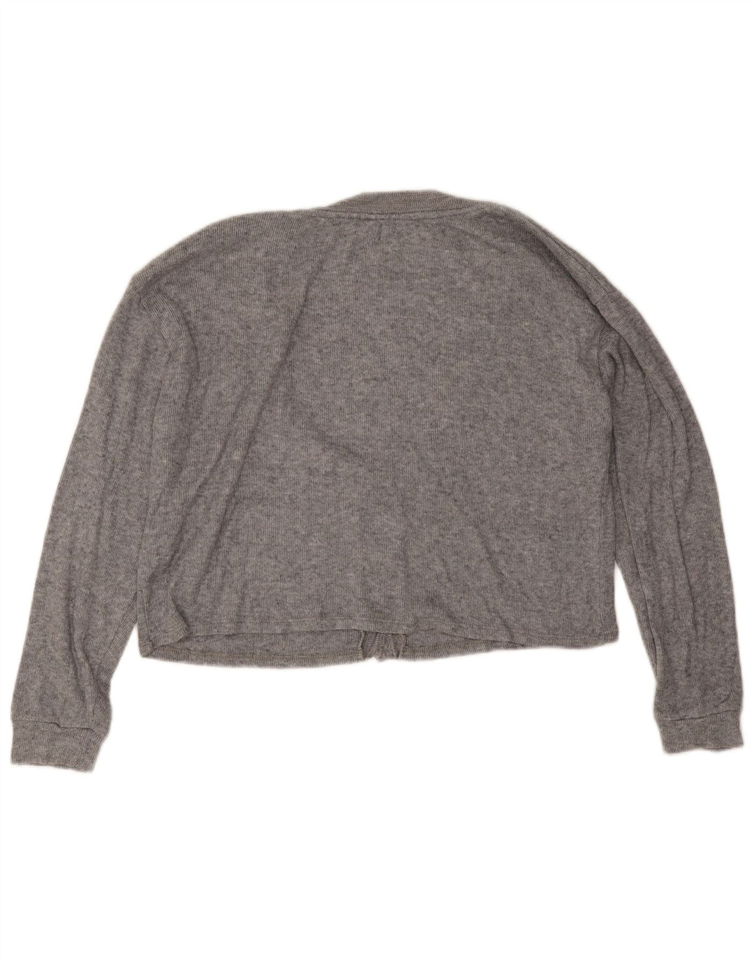 Zara Womens Crop Oversize Cardigan Pull UK 12 Gris Moyen Viscose