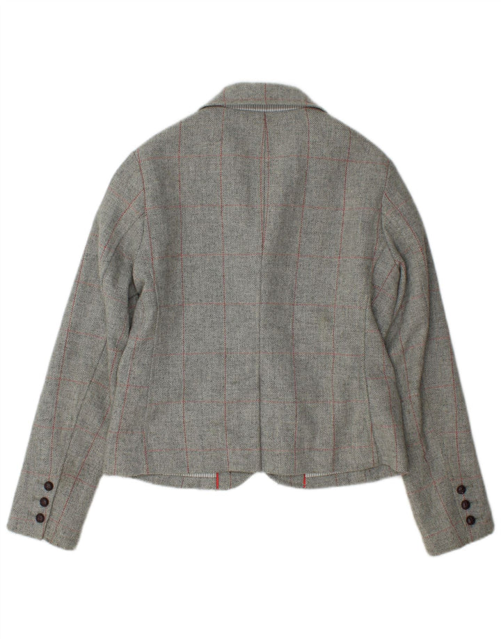 Gap Veste Blazer 3 Boutons Femme UK 12 Laine à Carreaux Gris Moyen