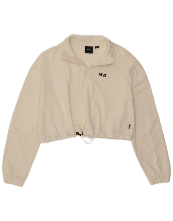 Vans Sweat-shirt surdimensionné à col zippé pour femme UK 10 Small Off White