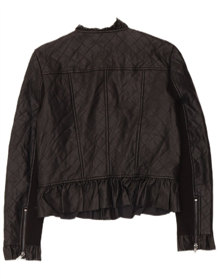 French Connection Veste matelassée en simili cuir pour femme UK 10 Small Noir