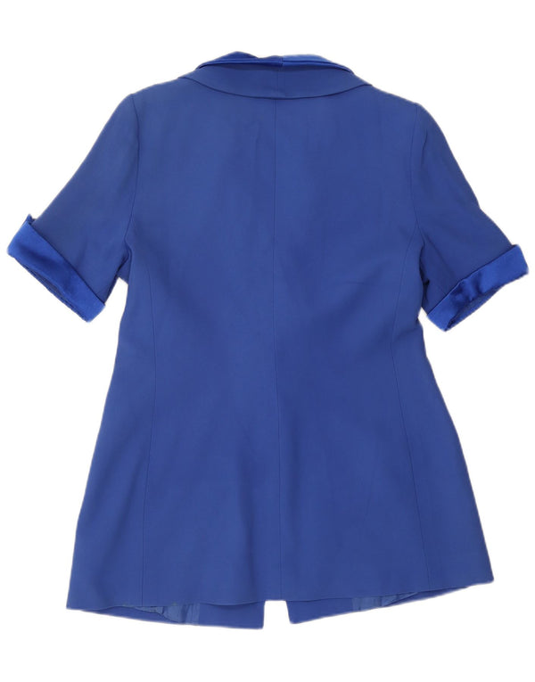 Veste Blazer Femme Velours 1 Bouton Manches Courtes IT 48 XL Bleu Acétate