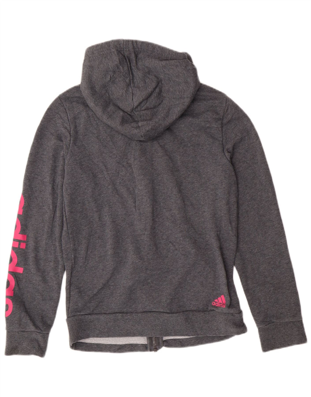 Adidas Pull à capuche zippé graphique pour femme UK 12/14 Coton gris moyen