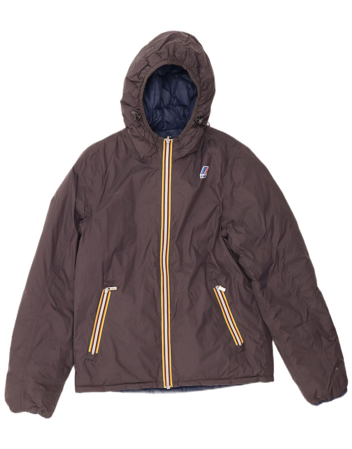 K-WAY Veste matelassée réversible à capuche pour garçon 11-12 ans Petit Gris