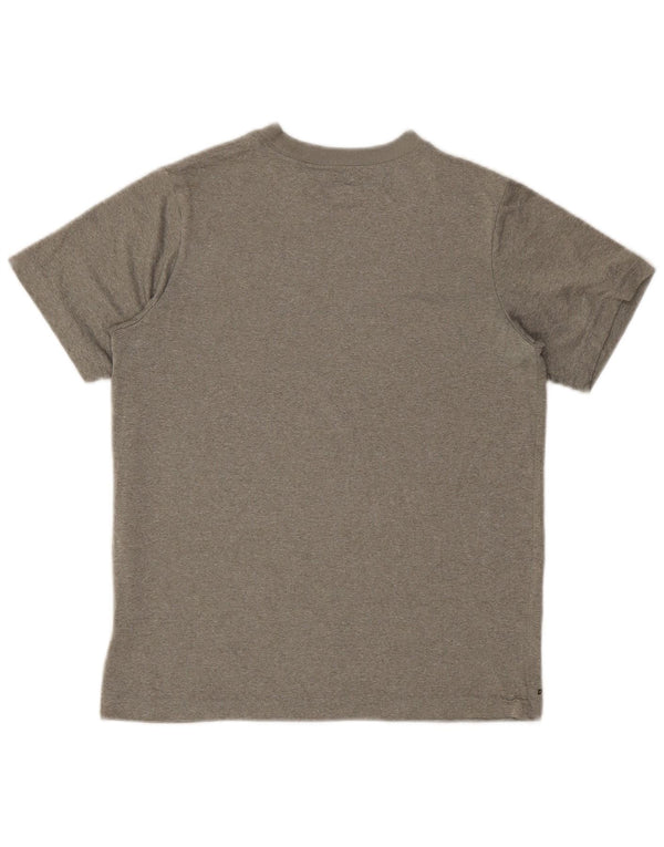 Nike Womens Dri Fit Graphic T-Shirt Top UK 14 Large Gris Moucheté Polyester