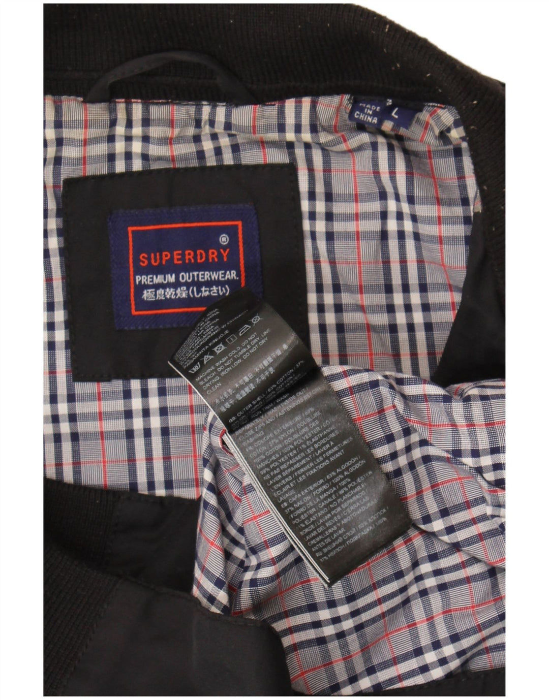 Superdry Veste Bomber Homme UK 40 Grand Coton Noir