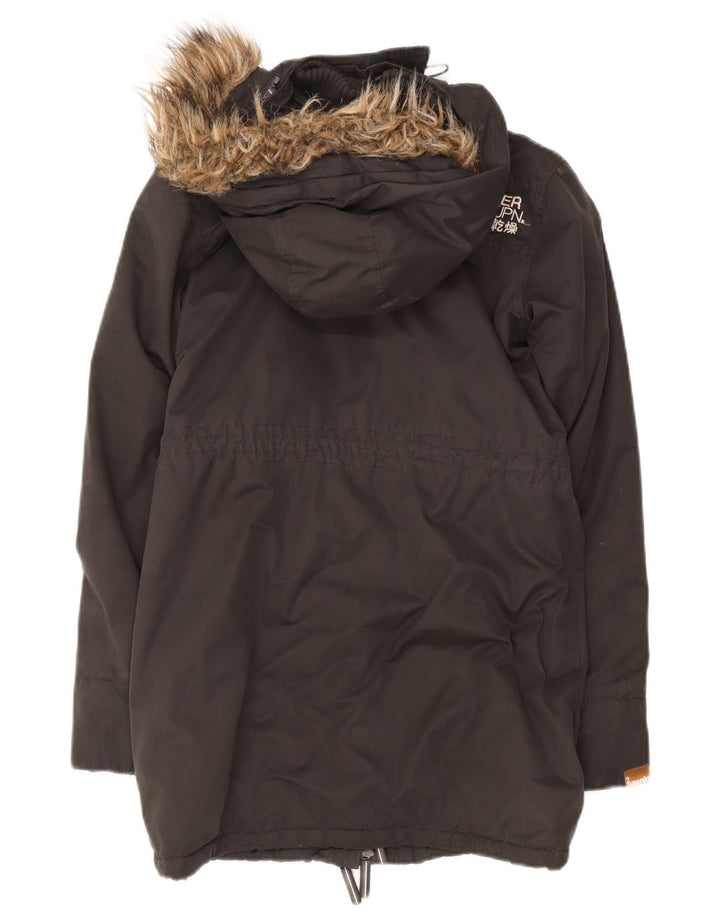 Superdry Veste à capuche Sherpa Parka pour femme UK 12 Medium Noir Polyester