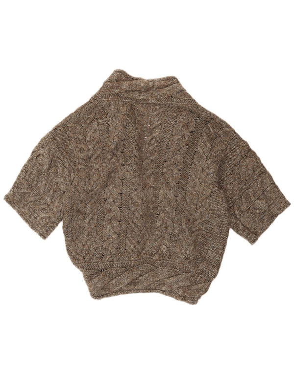 Marks & Spencer Pull cardigan à manches courtes pour femme UK 18 XL Marron moucheté