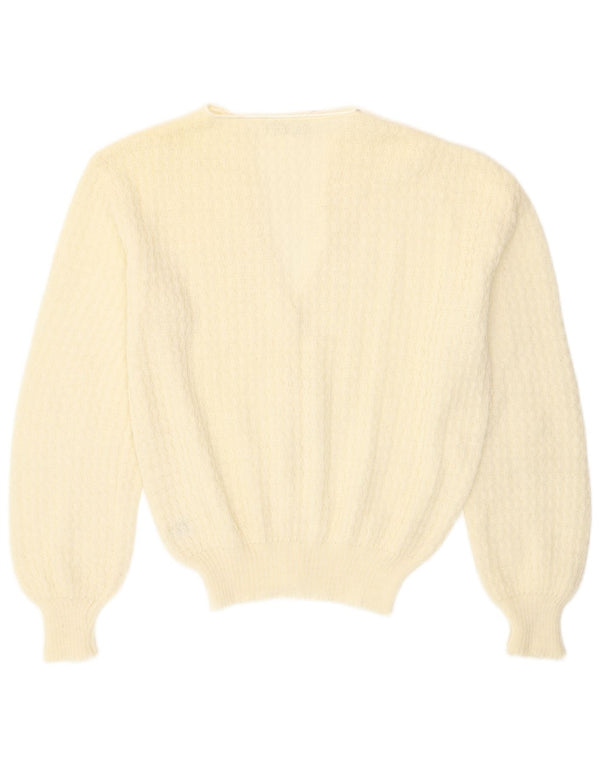 Vintage Womens Cardigan Sweater UK 16 Large Off White Wool