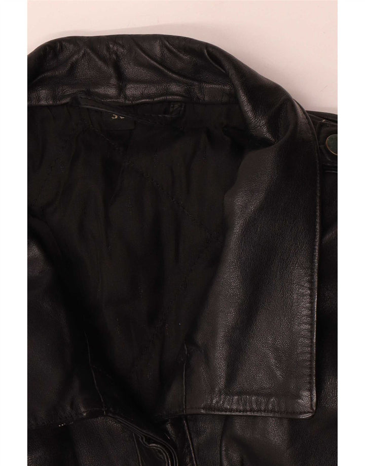 Veste en cuir surdimensionnée femme vintage EU 36 Petit cuir noir
