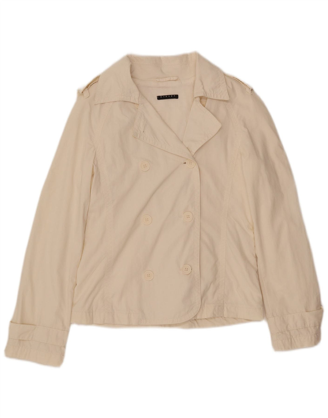 Sisley Caban IT 40 Petit Coton Blanc Cassé Femme