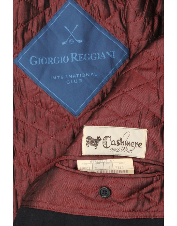 VINTAGE Pardessus Homme IT 52 XL Bleu Marine Cachemire