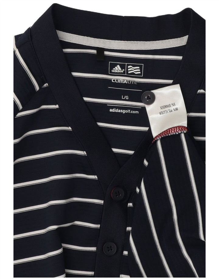 Adidas Climalite Sweatshirt Jumper Grand Bleu Marine Rayé Polyester
