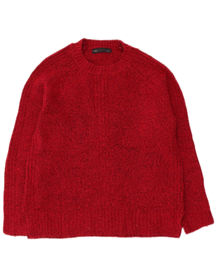 Marks & Spencer Pull surdimensionné à col rond pour femme UK 10 Petit Rouge