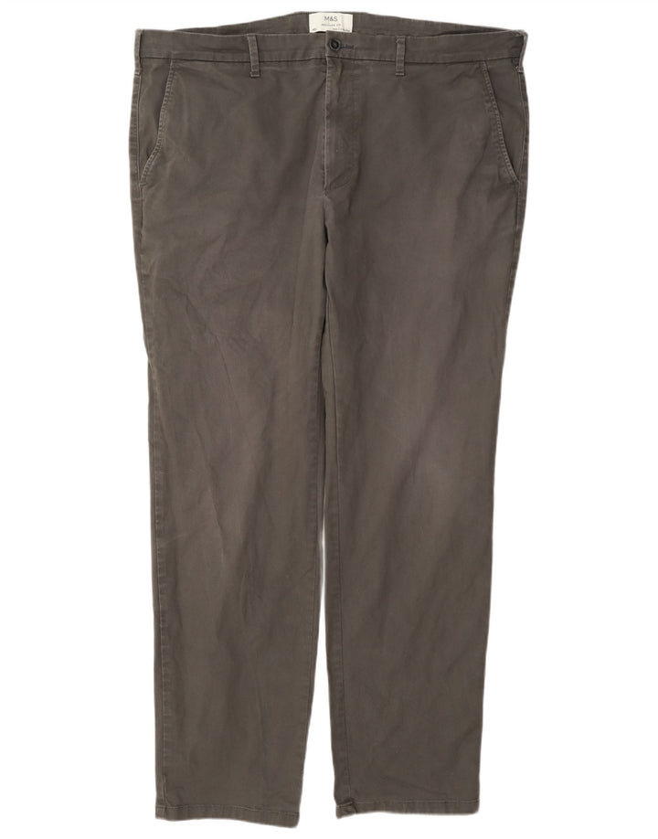 Marks & Spencer Pantalon Chino Coupe Regular Homme W40 L33 Gris Coton