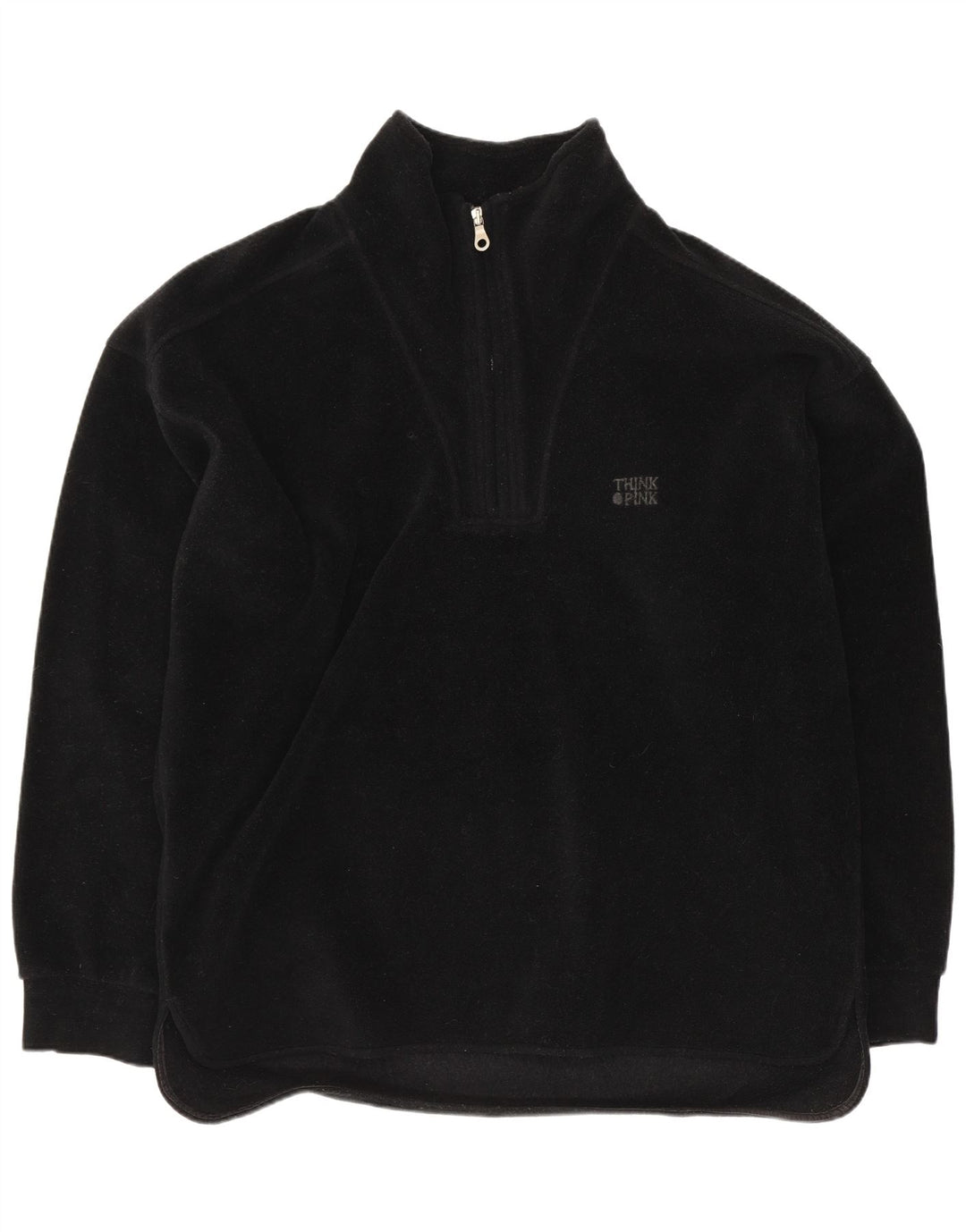 Think Pink Pull polaire graphique à col zippé pour homme Large Noir Polyester