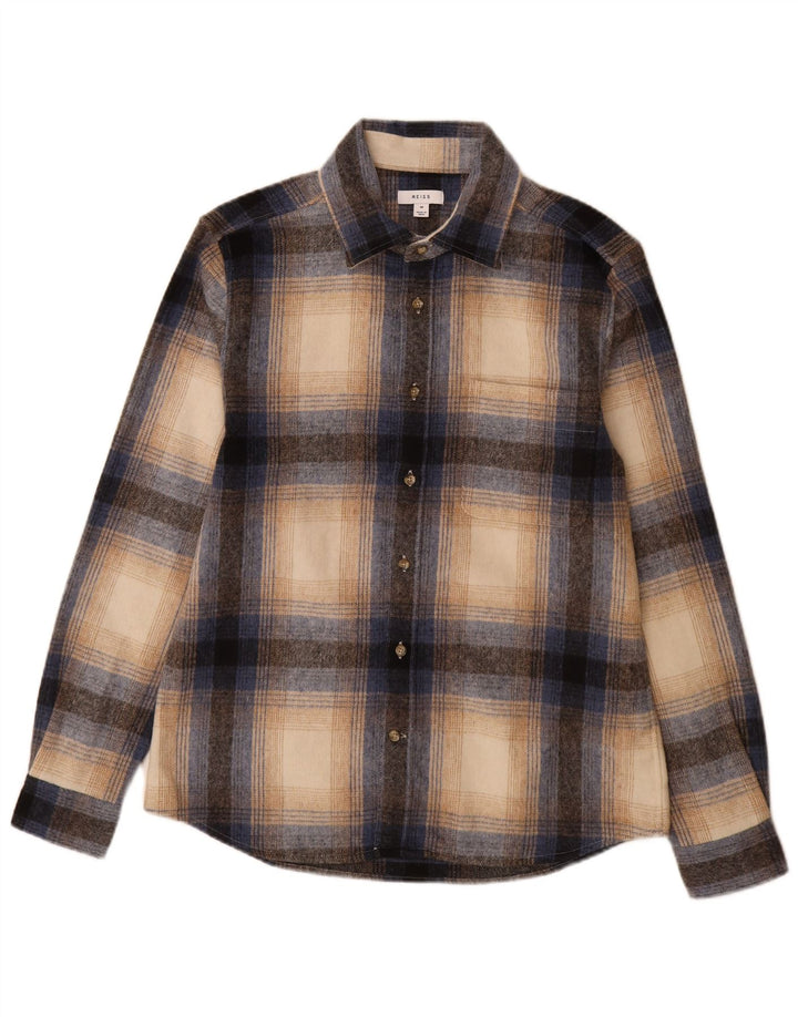 Reiss Chemise en flanelle de laine à carreaux multicolore moyen