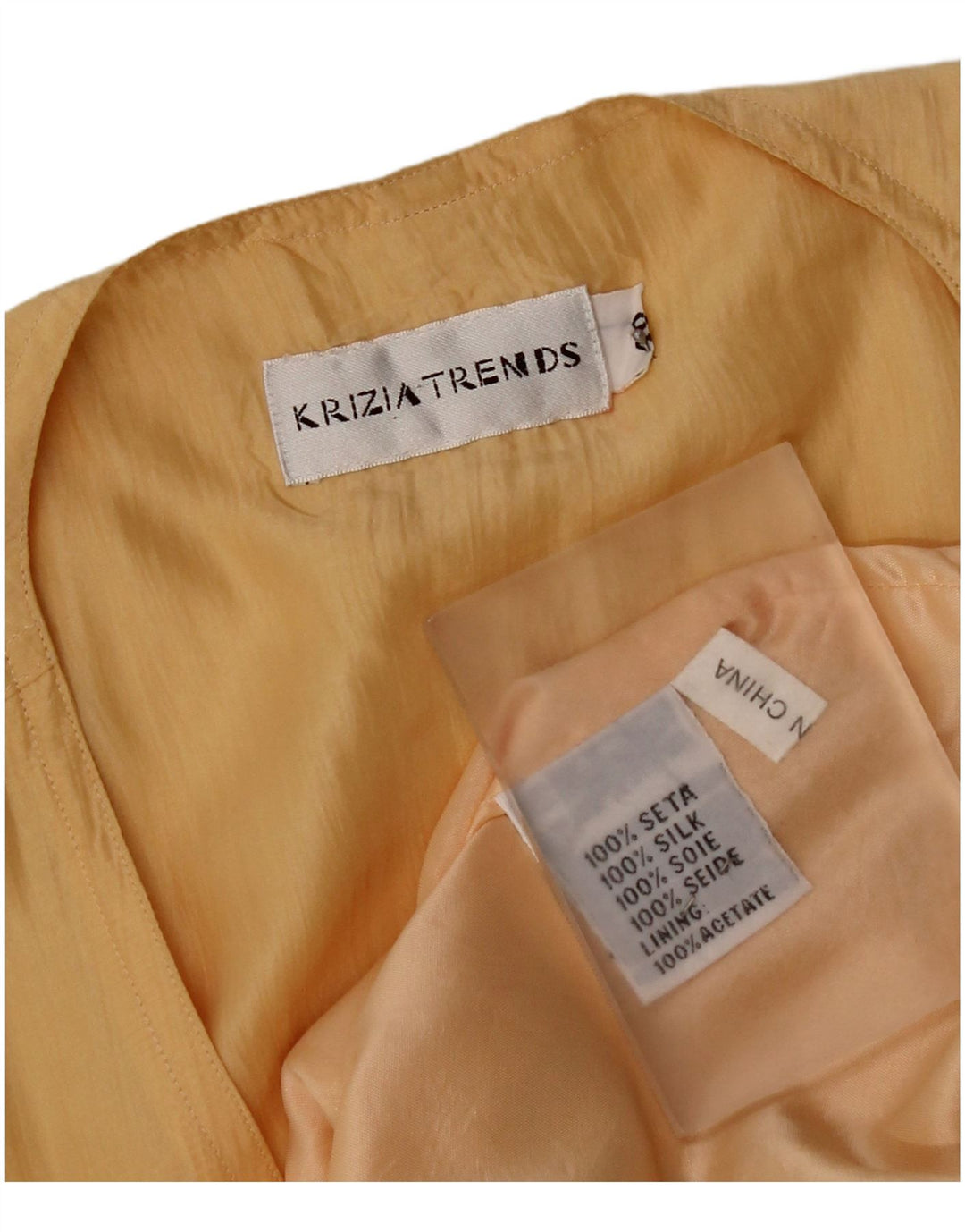 Krizia Femme Cardigan Sans Manches Top IT 40 Small Jaune Soie