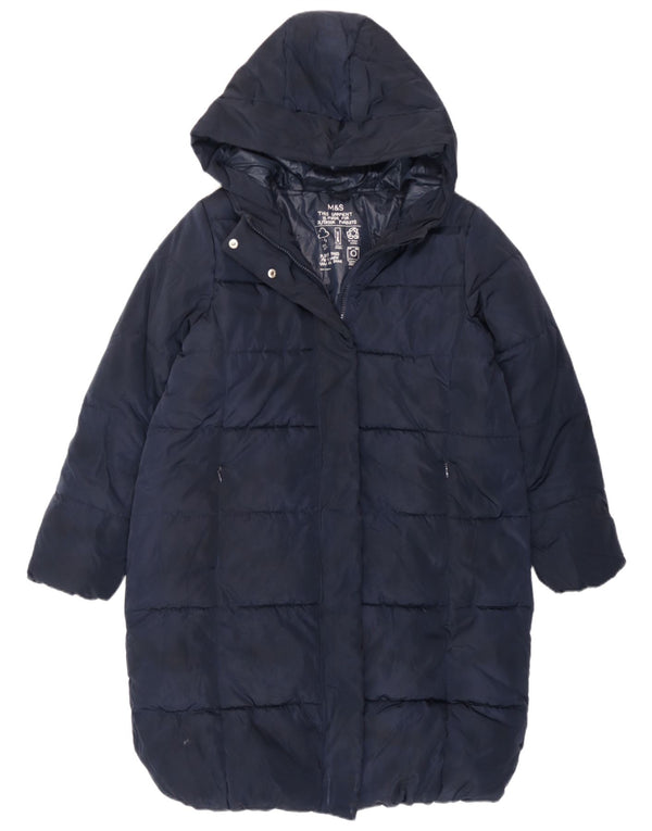 Marks & Spencer Manteau matelassé à capuche pour fille 11-12 ans Bleu marine Polyester